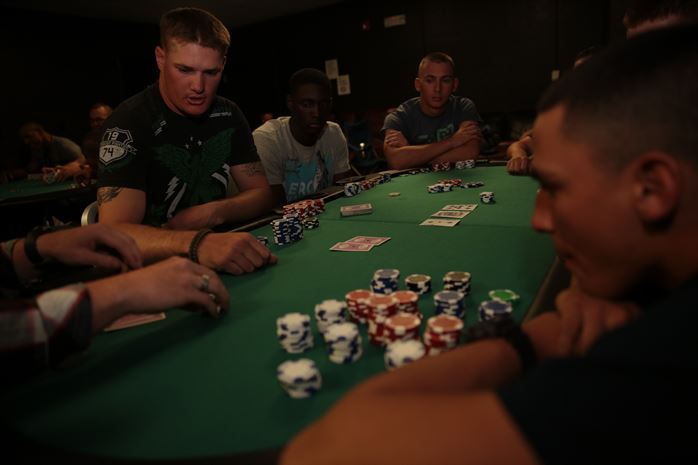 Marines playing poker