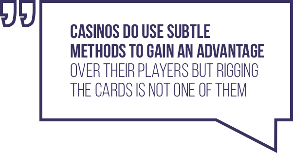 A quote regarding the belief that cards are rigged