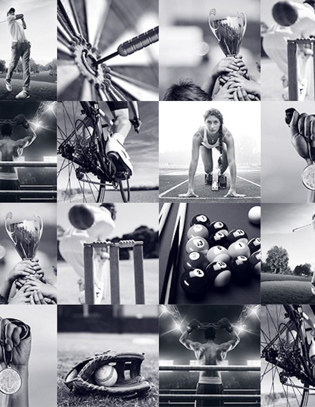 sporting memorabilia montage