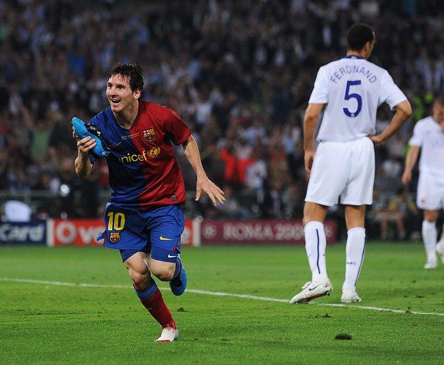 Messi playing for Barcelona