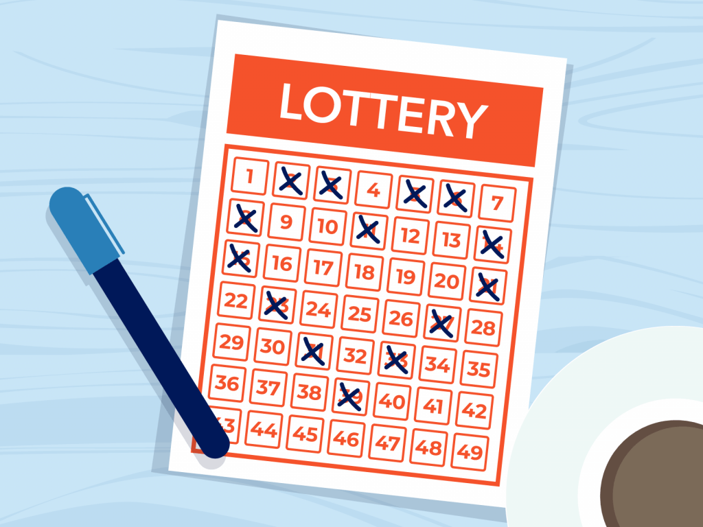 Lottery numbers selected in the shape of a heart