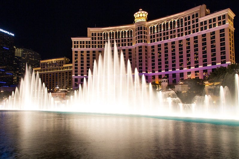 The fountains in front of the Bellagio