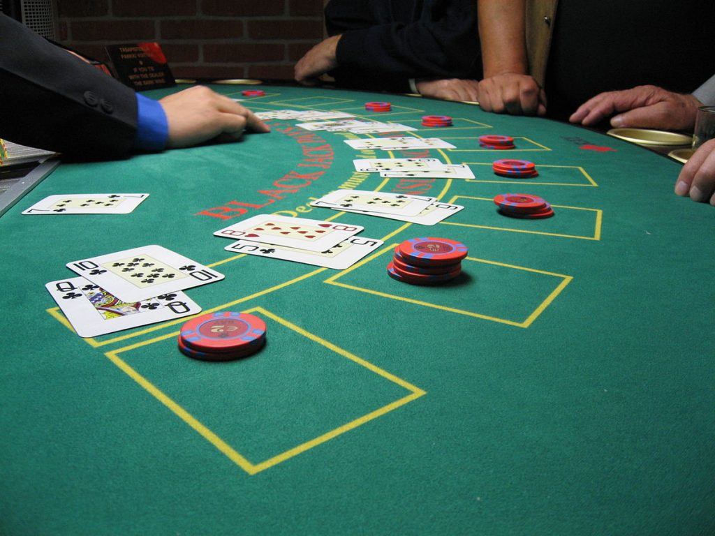 In-game action from a live blackjack card game