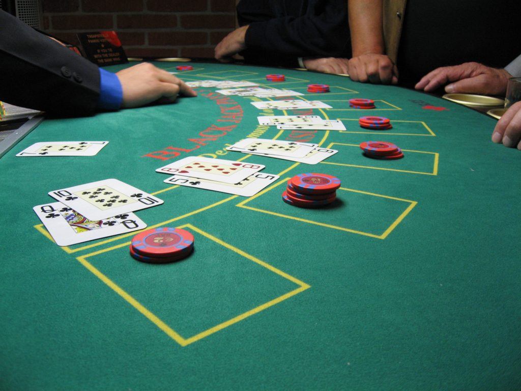 Action from a blackjack table