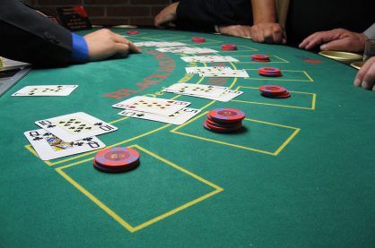 In-game action from a live blackjack card game