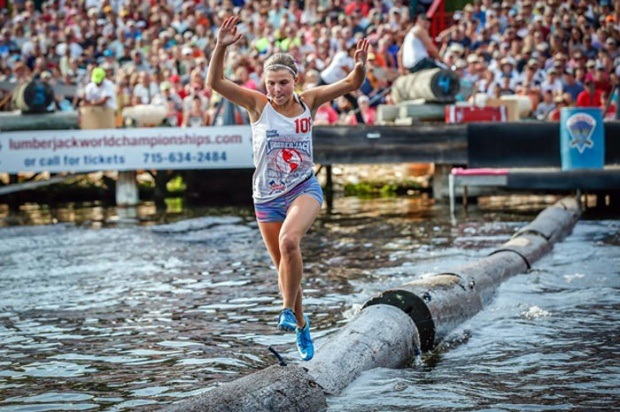 people doing boomrunning at lumberjack championships 