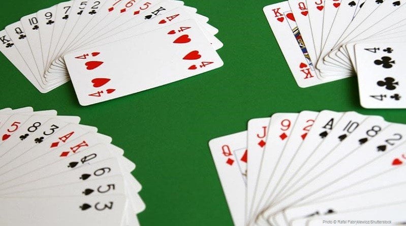 The setup of hands that you use in the game of Bridge