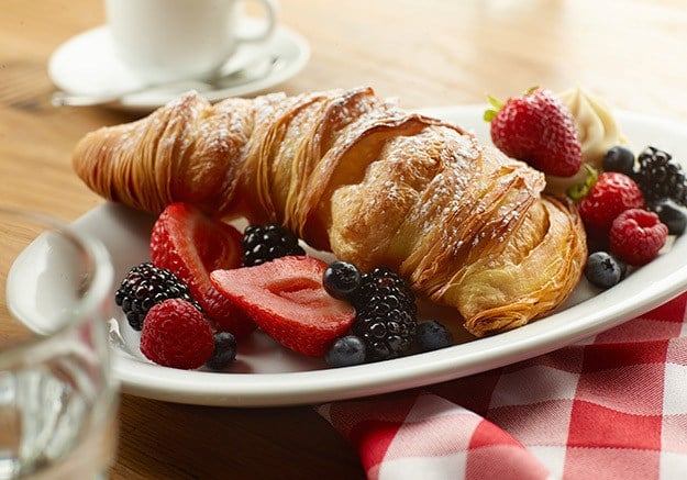 A croissant and fruit brunch option available at Buddy V's