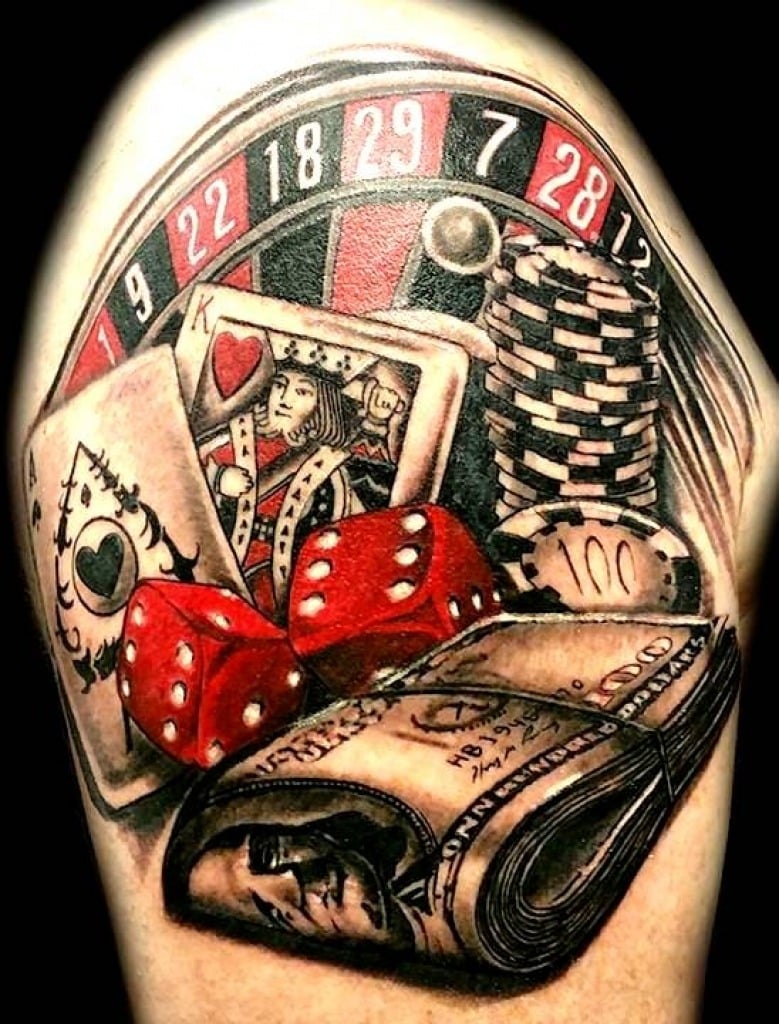 traditional tattoo Gambling poker cards and cube Lucky Time illustration  8577914 Vector Art at Vecteezy