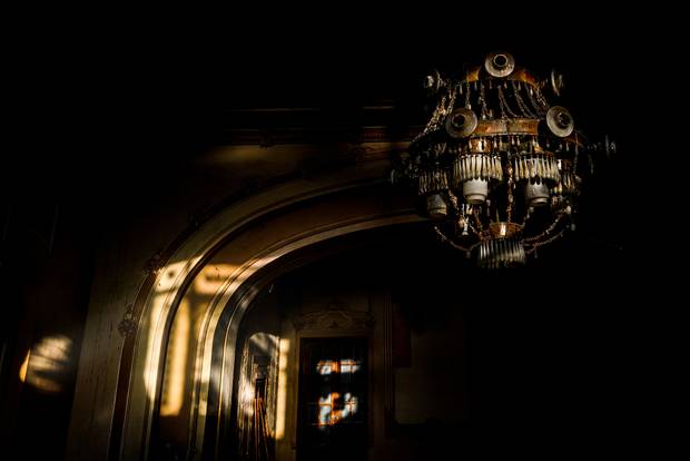 An old chandelier from inside this derelict casino