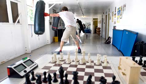 A fighter training for Chess Boxing