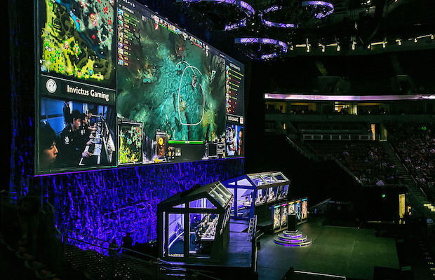 An image of a live Dota 2 gaming event
