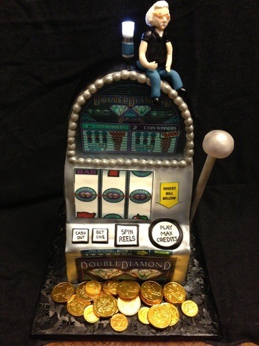An image of a Double Diamond themed slots cake