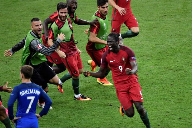 Eder celebrating scoring the winner in the Euro 2016 Final against France