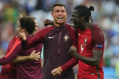 Cristiano Ronaldo and Eder celebrating winning the Euro 2016 Final