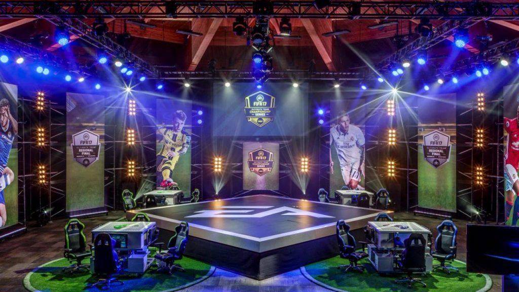 The gaming arena at an eSports FIFA event