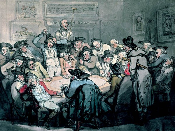 gamblers in an 18th century gambling den