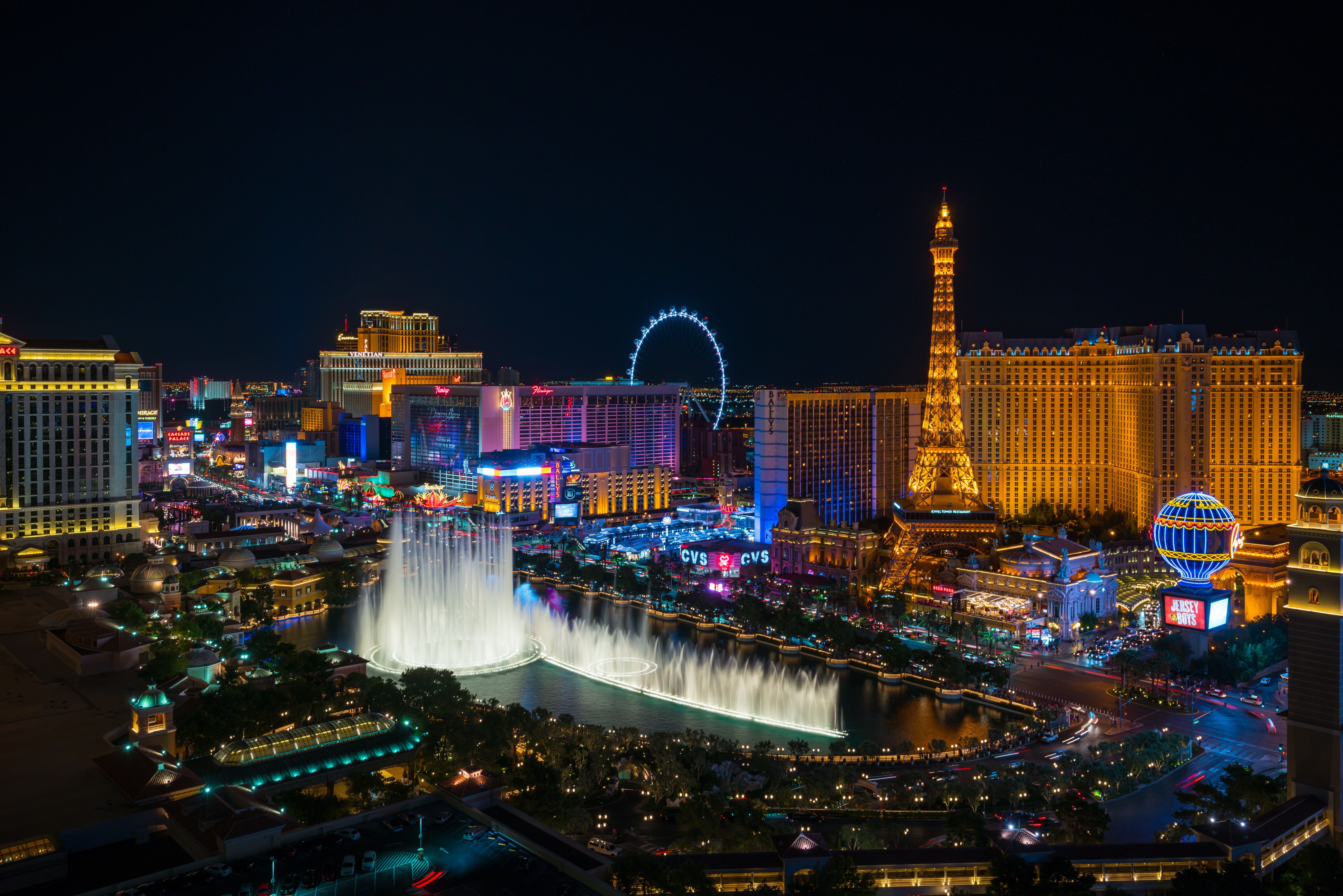 Las Vegas skyline at night.