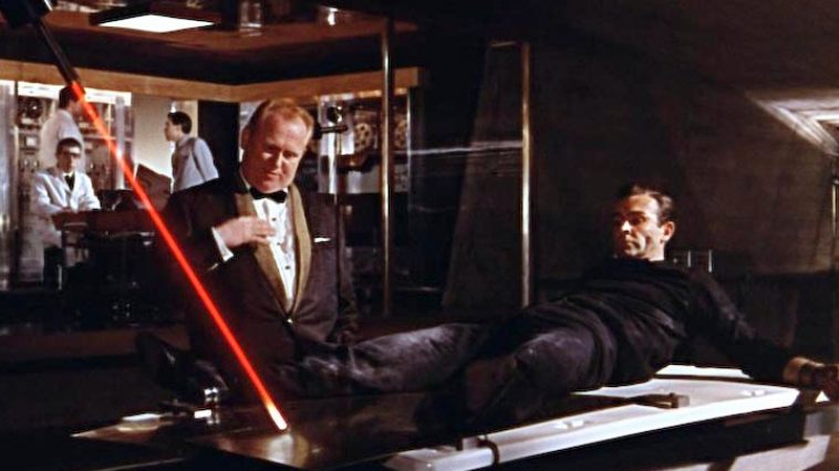 A scene from Goldfinger, a famous James Bond movie