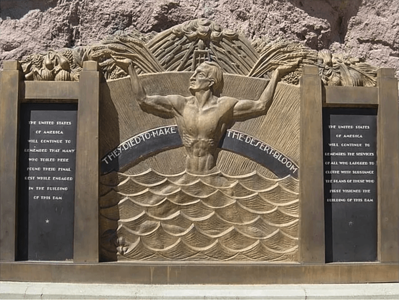 The memorial outside of the Hoover Dam commemorating the deaths of workers