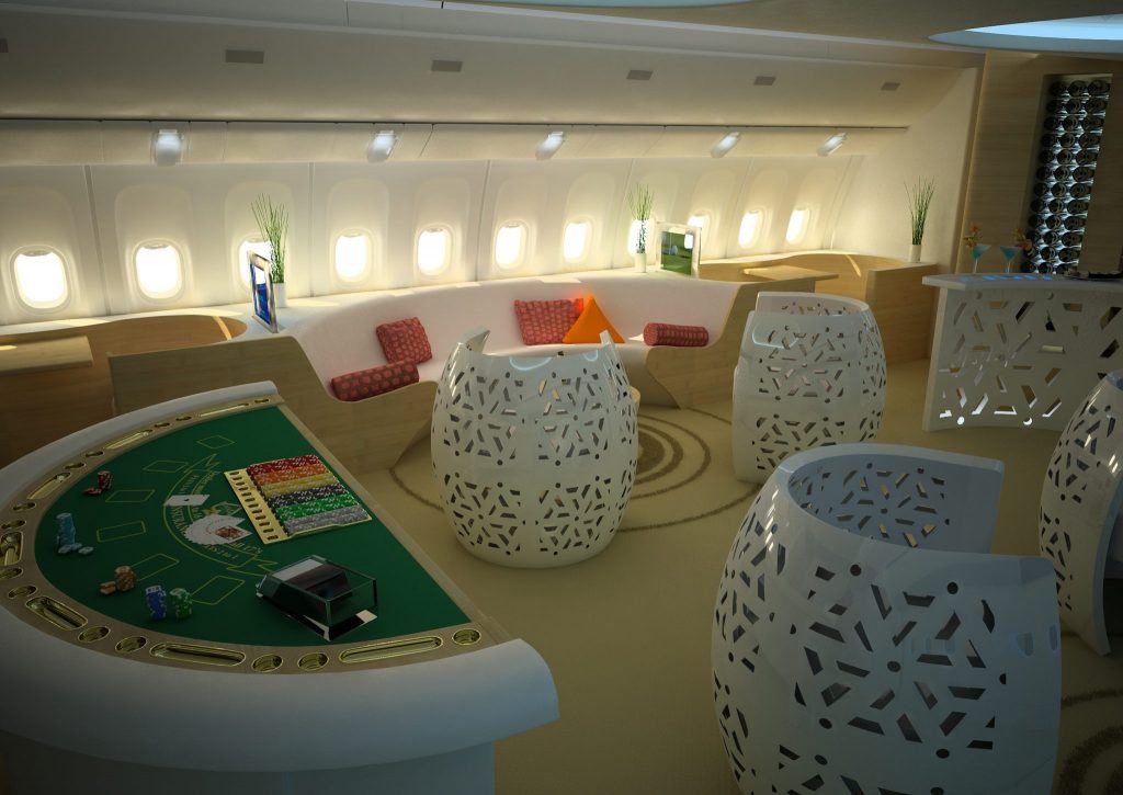 A mini casino in a jet lounge
