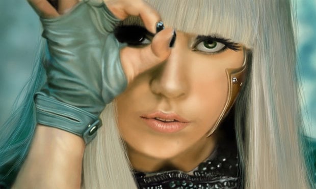 Lady Gaga performing in her Poker Face video