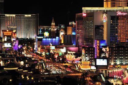 A photo of the Las Vegas strip, home of some of the most popular casinos