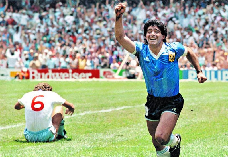 Diego Maradona celebrating his second goal during the 1986 FIFA World Cup