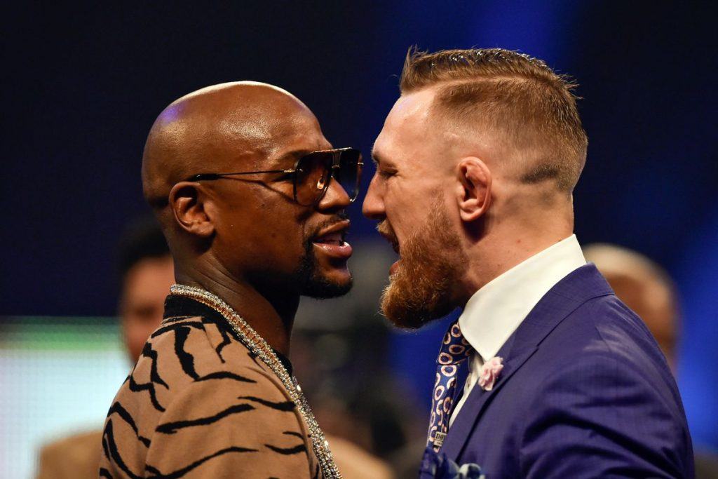 Mayweather squaring up to Conor McGregor