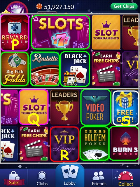 A typical layout of a mobile casino app