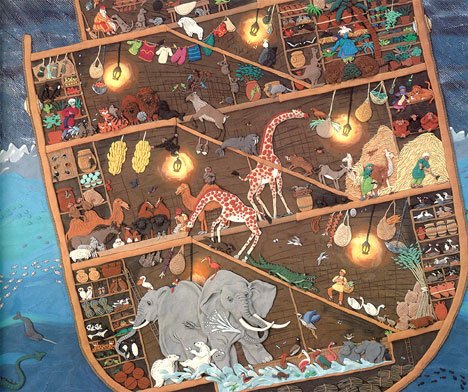 multicoloured Noah's ark illustration 