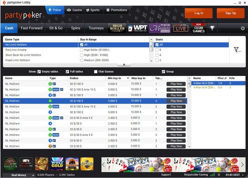 PartyPoker cash games