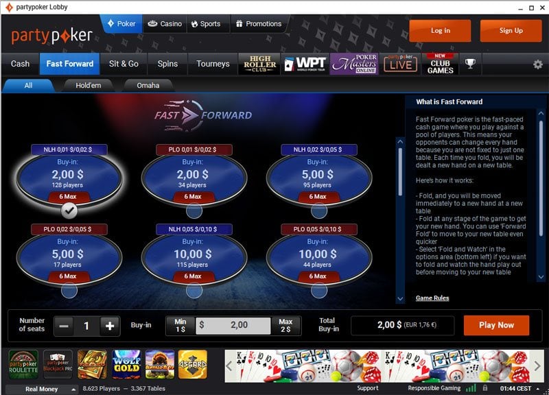 PartyPoker speed poker