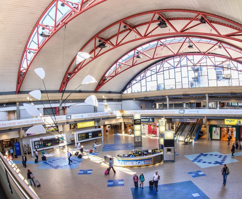 Inside the terminal hall at Pittsburgh Airport