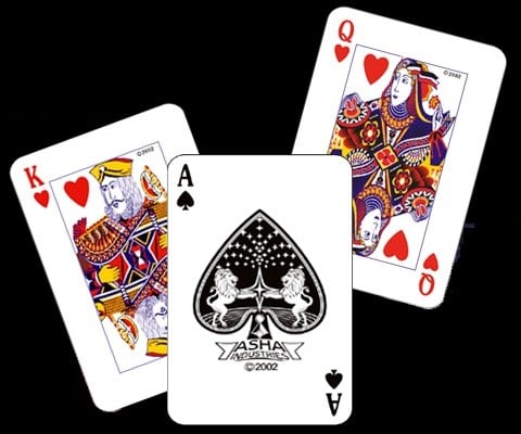 An image of playing cards on a black background