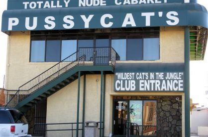 facade of pussycat's club in Vegas