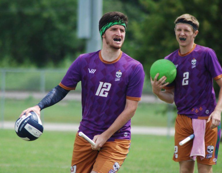 Quidditch players competing in a game