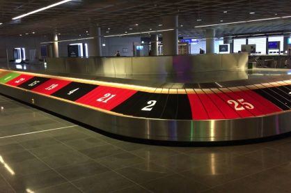 Roulette themed baggage claim