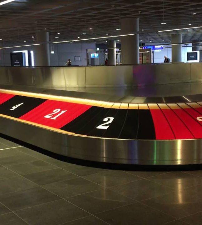 Roulette themed baggage claim