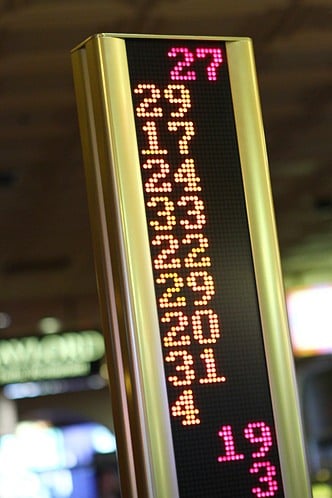 A board showing the form of a roulette wheel