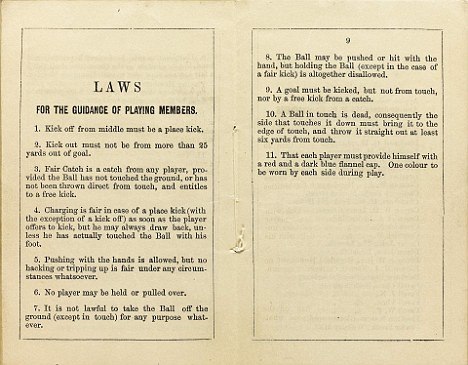 An image of the famous Sheffield FC Football Rule Book