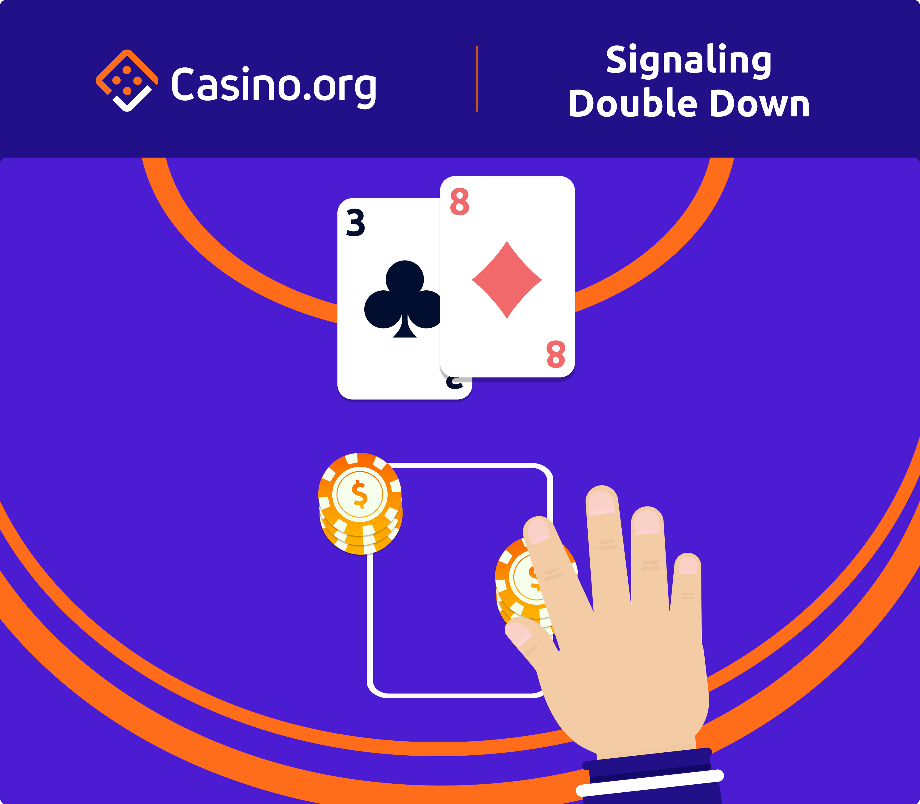 Blackjack player signaling a double down