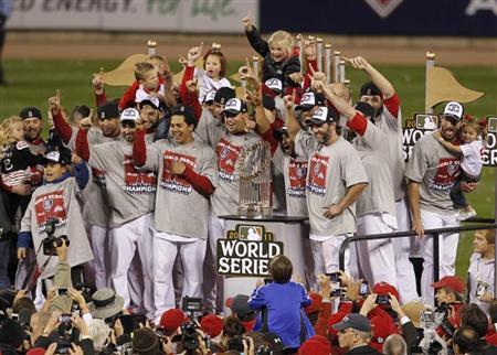 An image of the St Louis Cardinals after winning the 2011 MLB World Series