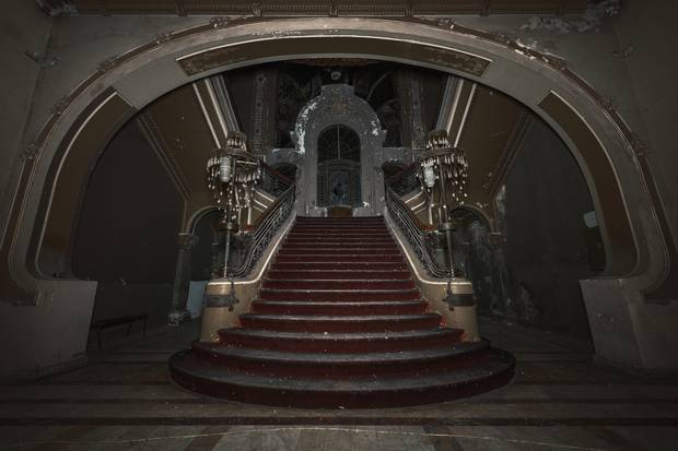 A staircase from inside the Romanian derelict casino