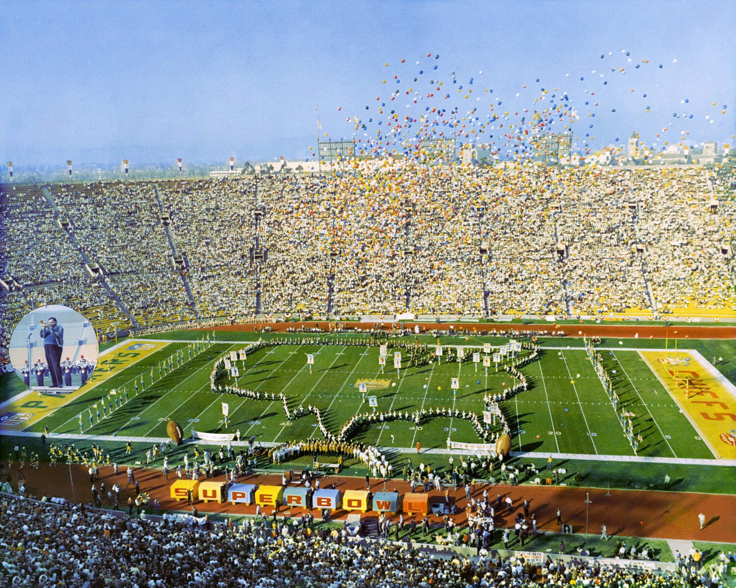 Los Angeles Memorial Coliseum hosting Super Bowl I