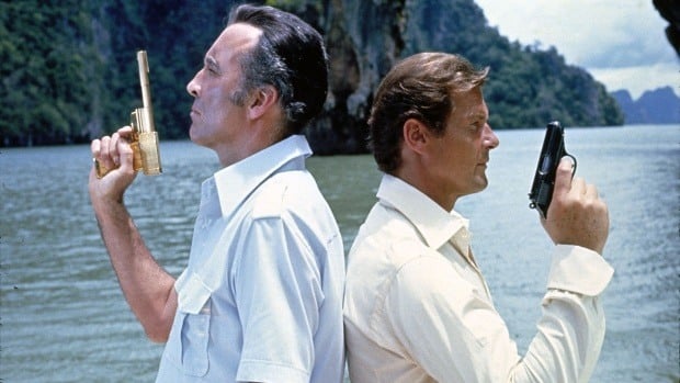 Christopher Lee and Roger Moore, stars of the movie The Man with The Golden Gun