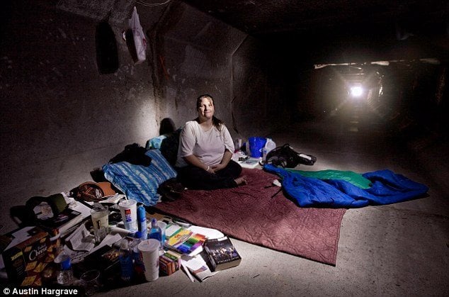 A person living a Las Vegas flood tunnel