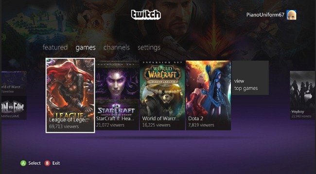 Twitch TV app for the Xbox 360