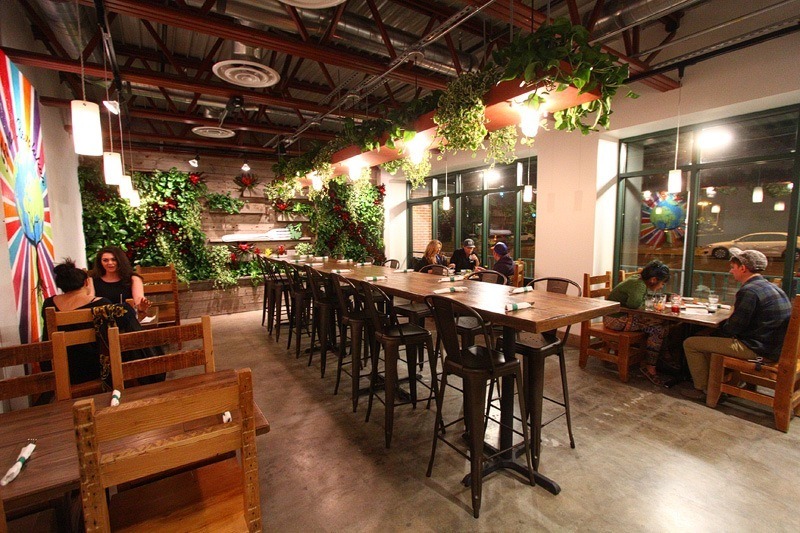 Inside VegeNation, a popular vegan restaurant