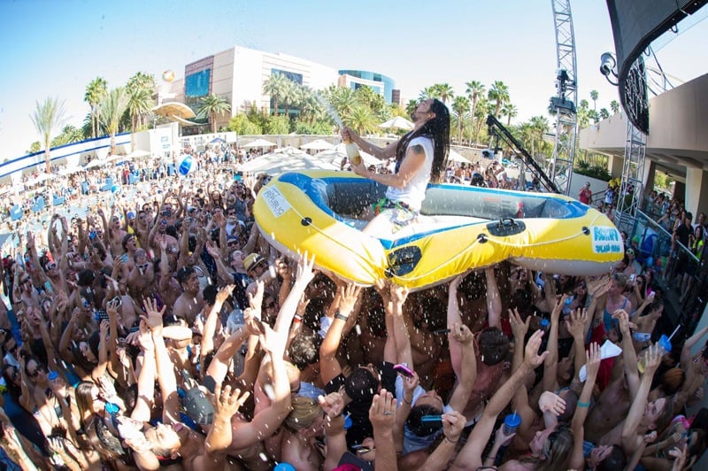 A big pool party attracting celebrity hosts all year round